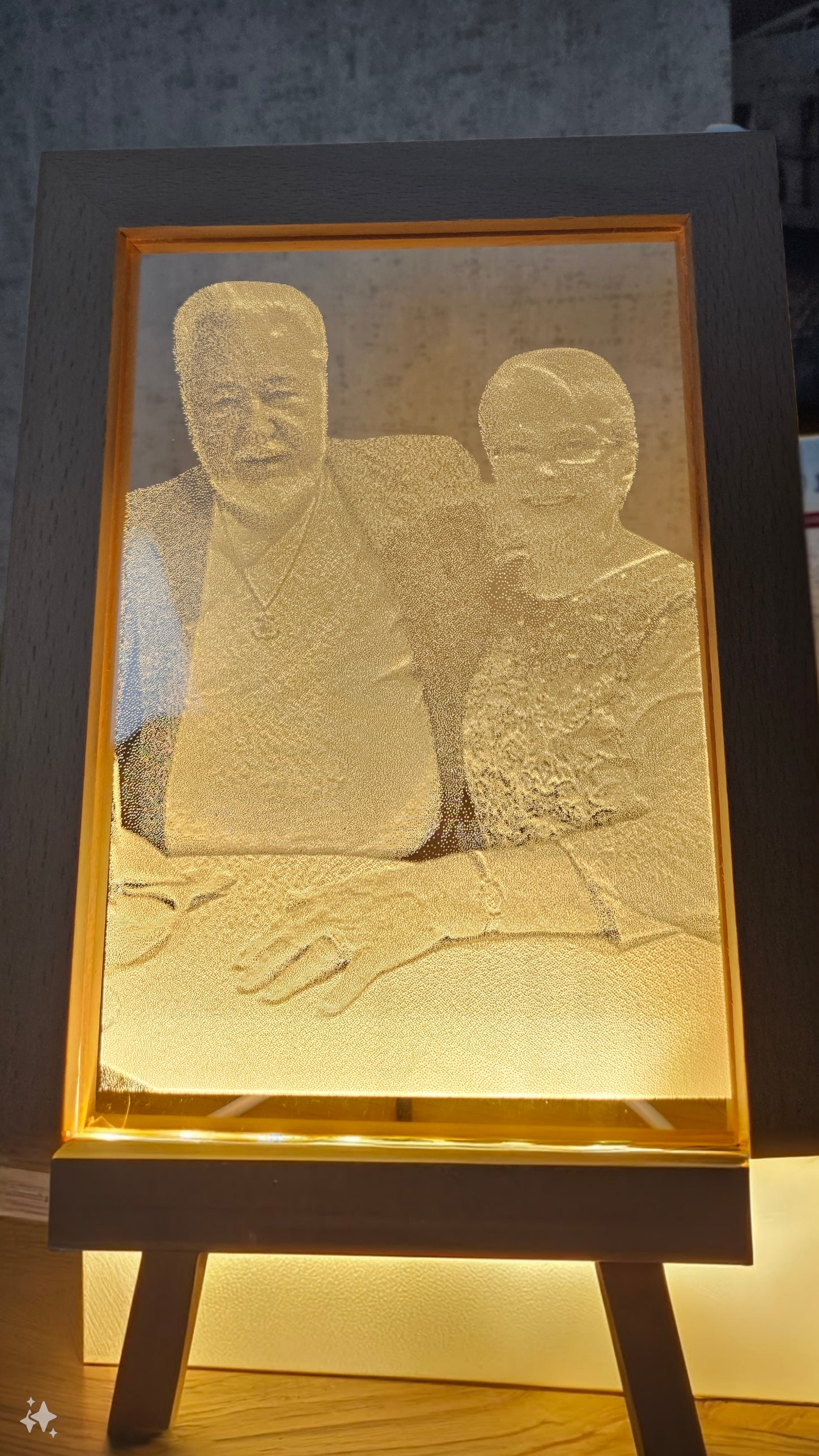 Acrylic light up sign with wooden frame